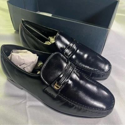 Florsheim Riva 全新男式 10 3E 黑色皮革乐福鞋超宽懒人鞋 — 第 1/4 张图片