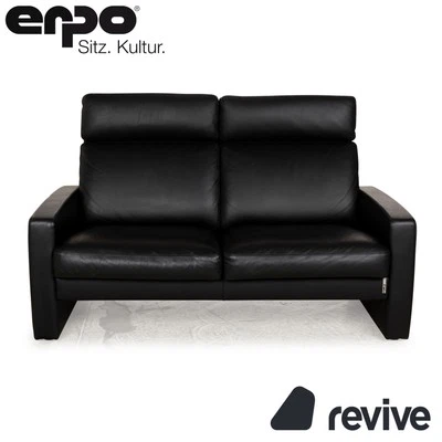Erpo Just Relax Leder Zweisitzer Schwarz manuelle Funktion	Sofa Couch - Bild 1 von 4