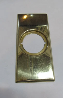 Perilla de puerta de latón pulido MCM de colección placa trasera escudo 7,25" x 3,25" Foto 1 de 4