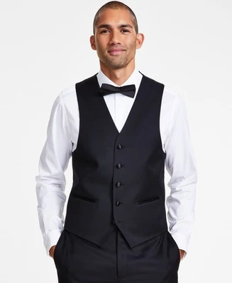 Michael Kors Mens Classic fit Button-Up Suit Vest XL Black Solid - Изображение 1 из 3