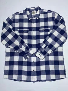 L.L. Bean Flannel Shirt XL Tall Slightly Fitted Blue White 100% Cotton Heavy - Picture 1 of 6