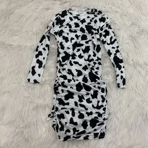 girl black white cow print ruched dress size 10 - Picture 1 of 3