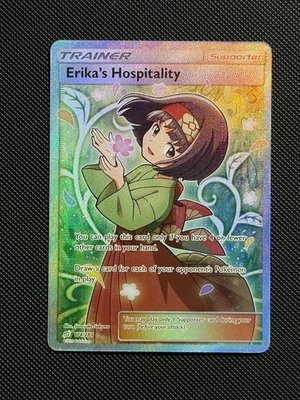 Pokemon SM Team Up #174/181 Erika's Hospitality Holo Foil Card Full Art NM - Image 1 of 3