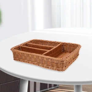 Compartments Utensil Tray Flatware Organizer Cutlery Storage Basket - Picture 1 of 11