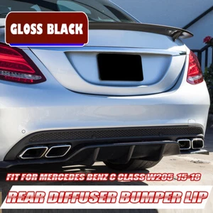 C63 Style Rear Diffuser Lip For 2014-2019 Mercedes Benz W205 C300 C350 AMG-Line - Picture 1 of 18