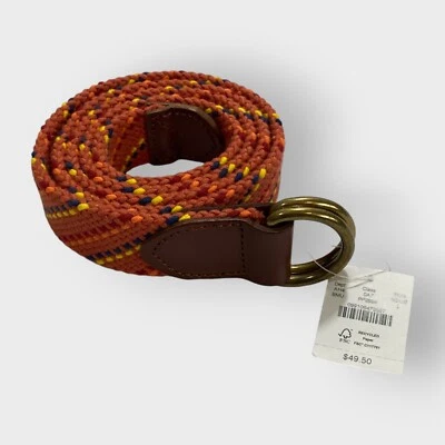 NUEVO | J. Cinturón de tela Crew para hombre | Grande | Rayas naranjas | Hebilla de bucle en D Foto 1 de 4