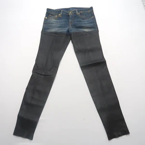 R13 Chaps Jeans Gr. 24 Echtleder Low Rise Skinny Moto Made in Italy - Bild 1 von 11