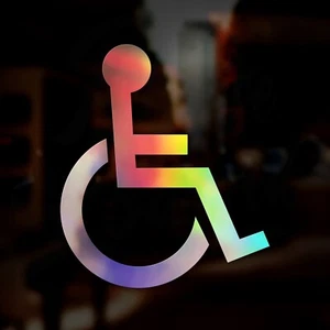 Disabled Badge Sticker Decal, Chrome Holographic Oil Slick Vinyl Disability Sign - Picture 1 of 1