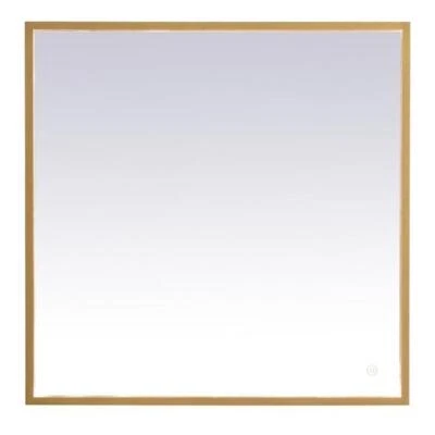 Elegant Decor Pier 27x36" Modern Aluminum LED Mirror in Brass - Image 1 of 4