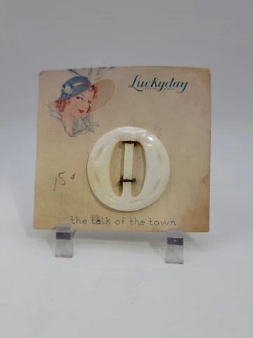 Antique Luckyday Sew On Button. "The Talk of the Town" Cover