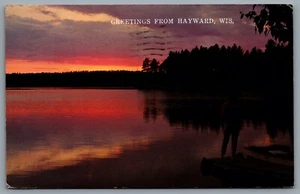 Postcard Hayward WI c1976 Greetings From Hayward Wisconsin Tranquil Lakeside - Picture 1 of 2