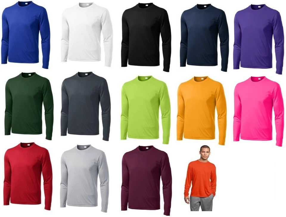 Mens Moisture Wicking Big & Tall Long Sleeve dri fit Running T-shirts TST350LS  - Image 1 of 1