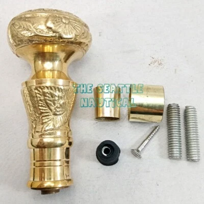 Alça de botão de latão designer apenas para presente de bengala de madeira vintage - Imagem 1 de 4