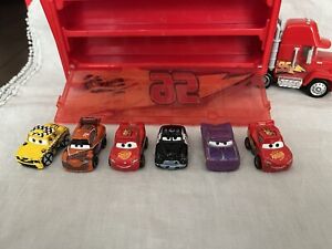 Disney Pixar Cars Rust-eze 95 Mini Racers Mack Transporter Truck Hauler & Cars