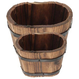 2pcs Wood Planter Craft Household Decorative Artificial Flower Pot Succulent - Picture 1 of 12