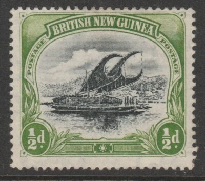 Papúa COMO NUEVO sg1 1916-31 1/2d negro y amarillo-verde p14 línea de papel grueso perf Foto 1 de 2