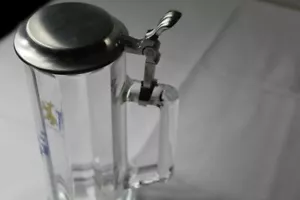 A15 / Antiguo Jarra de Cerveza O Jarro,Cristal - TG Biberach - Con Tapa Hojalata - Imagen 1 de 12