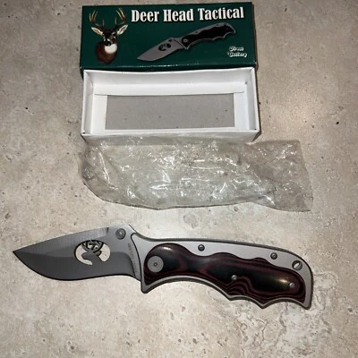 Frost Cutlery #15-451B Deer Head Folder Knife,No 15-451B,  Frost Cutlery Company - Image 1 of 4