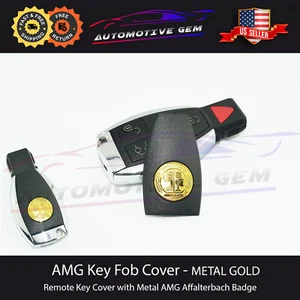 AMG Emblem Key Fob Cover Remote Affalterbach Apple Tree Metal Gold Mercedes - Picture 1 of 7