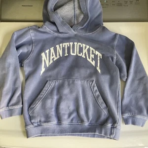 Nantucket Hoodie Sweatshirt Kids Girls Boys Xs 5-6 Worn Faded Blue Cozy Beach - Picture 1 of 7