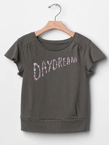 GAP Kinder Flatterärmel bestickt Blumen DAYDREAM T-Shirt Top XS 4 5 neu mit Etikett $ 25 - Bild 1 von 1