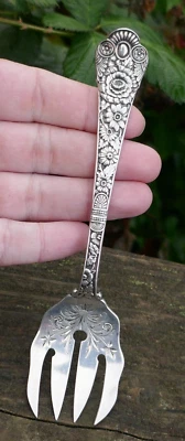 Antique Gorham Sterling Silver Sardine Fork In Cluny Pattern - 5 7/8" Long - Image 1 of 4