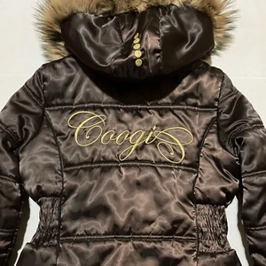 Vintage COOGI Long Brown Puffer Coat Jacket Embroidered Women's Size Small S - Picture 1 of 6