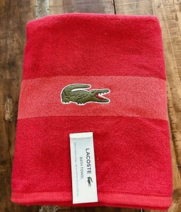 New set of 4 Lacoste red Cotton Signature Bath Towels Home Decor - Picture 1 of 4