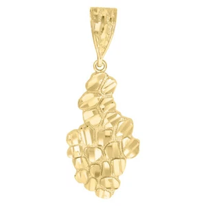 10kt Yellow Gold Diamond-Cut Mens Nugget Charm 46.6 X 17.8MM 3.3GM - Picture 1 of 2