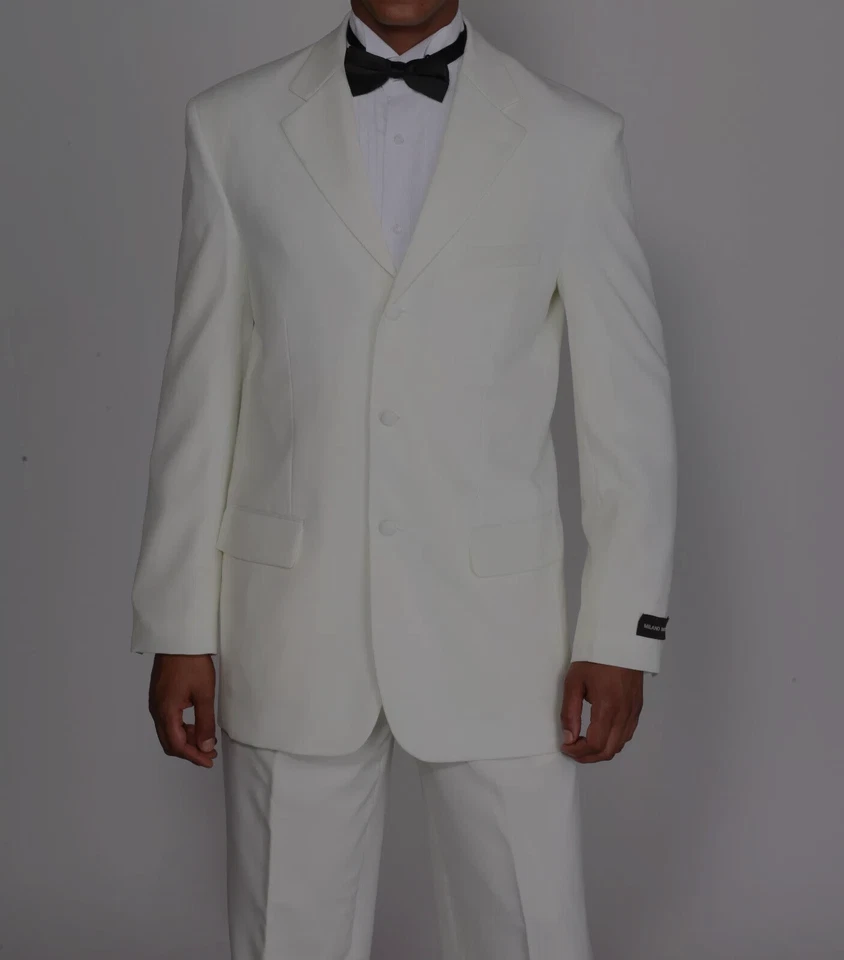 Men's 3 button tuxedo suit/&pants black. cream, white  sizes 36-60 style#T802 - Image 1 of 2