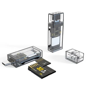 Transparent SD TF Memory Card Reader USB Type-C For Lightning For Iphone - Photo 1/17
