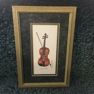 Barbie Tidwell signiert nummeriert Viva Violine Radierung gerahmt mattiert Intaglio Druck - Bild 1 von 3