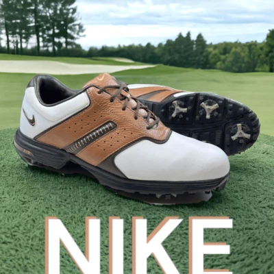 Nike Men's Air Tour Leather Saddle Golf Shoes with Spikes Brown White Size 9.5 - Изображение 1 из 4