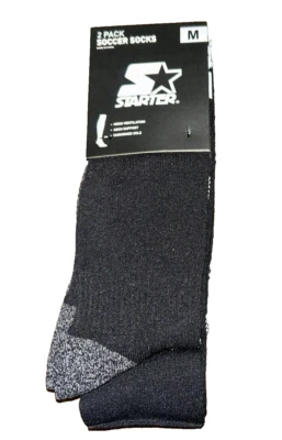 Paquete de 2 pares de calcetines de fútbol unisex para adultos de iniciación tiras negras/blancas medianas nuevas con etiquetas Foto 1 de 4