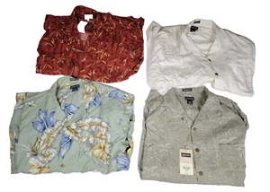 VTG Hawaiian Shirts Mens Sz Large 100% Silk Summer Beach Hawaii Bowling Lot of 4 - Picture 1 of 11
