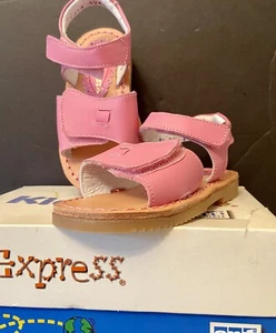 NEW! Infant Girls 5.5 KIDS EXPRESS “Electra” LEATHER Dusty Pink Adjust SANDALS - Picture 1 of 12