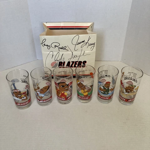 Portland Trail Blazers Vintage 92-93 Dairy Queen Collector Glasses FULL SET of 6 Cover