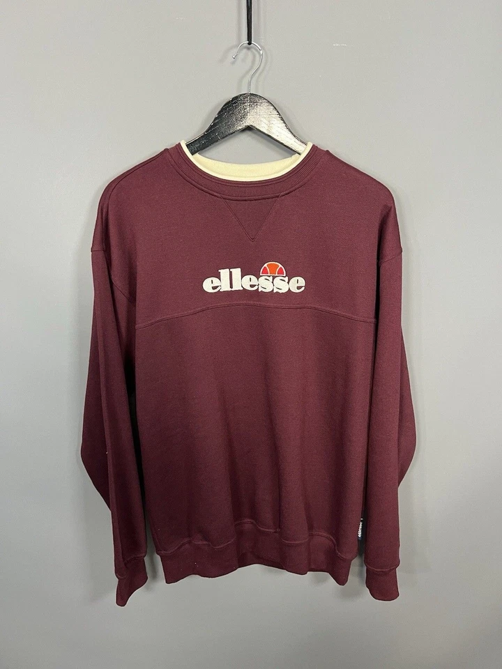 ELLESSE RETRO Sweatshirt - Size Small - Burgundy - Great Condition - Mens - Image 1 of 4