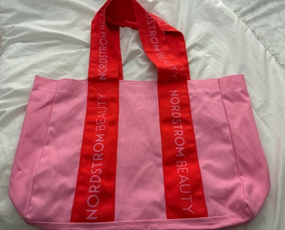 NORDSTROM~BOLSO DE MANO GRANDE DE LONA ROJO~ROSA~Nuevo Foto 1 de 4