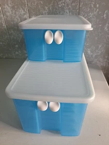 Tupperware Large & Medium Blue FridgeSmart Fruit Vegetable Container #3995 #3991 - Picture 1 of 7