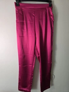 Damen Satin wie Hot Pink Hose mit Taschen Neu Mit Etikett Größe M - Bild 1 von 7
