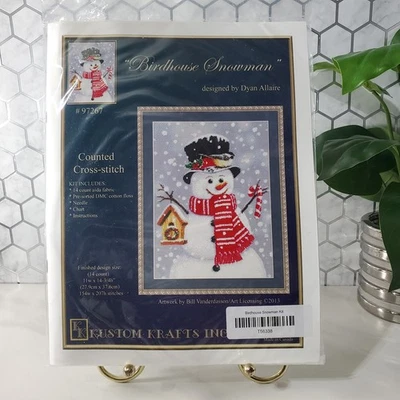Kit de punto de cruz contado muñeco de nieve Kustom Krafts Inc Birdhouse 97267 SELLADO  Foto 1 de 4