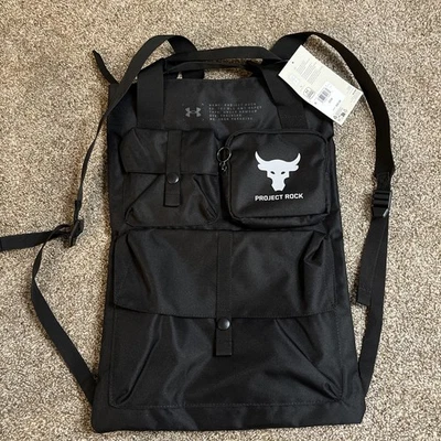 Under Armour x Project Rock Gym Sack Backpack Bag Black/Mod Grey 1381925 001 New - Image 1 of 4