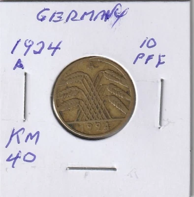 Germany 1924A 10 Pfennig - Image 1 of 2