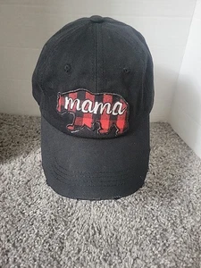 Mama Bear Hat Adjustable Southern Junkie Red Black Plaid Embroidered Patch - Picture 1 of 7