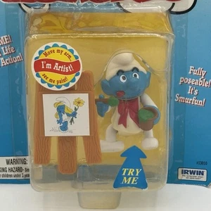 Vintage Schlümpfe Irwin I'm Artist Schlumpf voll bewegliche Figur 1996 Toy Island Peyo - Bild 1 von 3