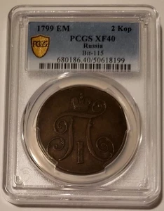 Russland Paul I 1799 EM 2 Kopeken XF40 PCGS - Bild 1 von 4