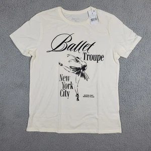 Zoe + Liv Ballet Babydoll Tee Womens Small Off-White New York City T-Shirt Y2K - Picture 1 of 8