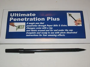 Ultimate Penetration Plus Magic Trick - Close Up Street Pen Through Dollar Bill - Picture 1 of 3