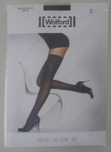 Cool, Da Nip: Wolford Velvet Deluxe 50 Stay Up! Size S! Black! Very Sexy - Picture 1 of 2